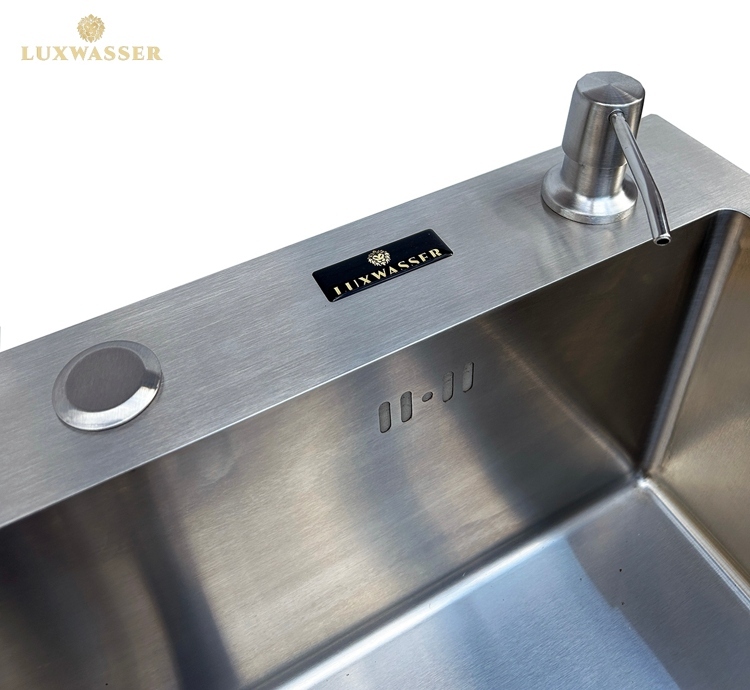 Мойка для кухни из нержавейки PVD Сатин 600х500 LUXWASSER 30986 + Сифон, коландер, дозатор мыла