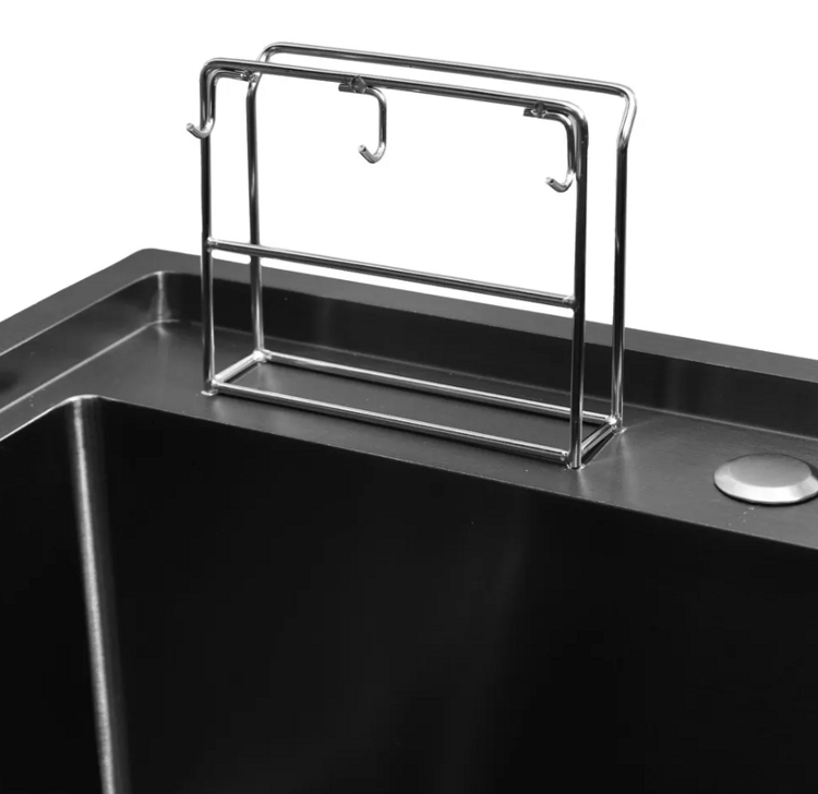 Мойка для кухни из нержавейки PVD Сатин Wisent WM37850 + Сифон, Ринзер, Контейнер для мусора