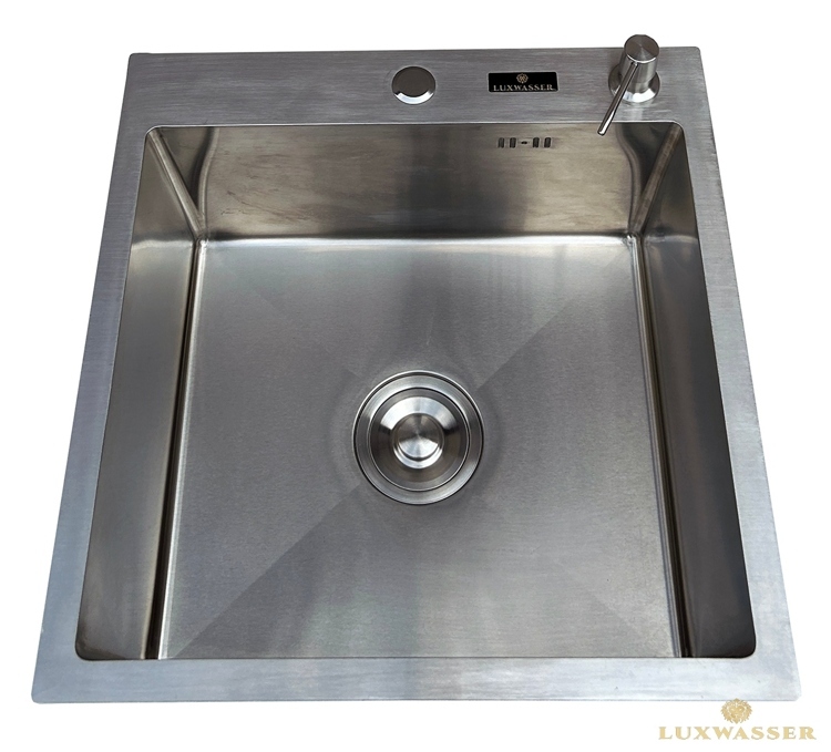 Мойка для кухни из нержавейки PVD Сатин 600х500 LUXWASSER 30986 + Сифон, коландер, дозатор мыла
