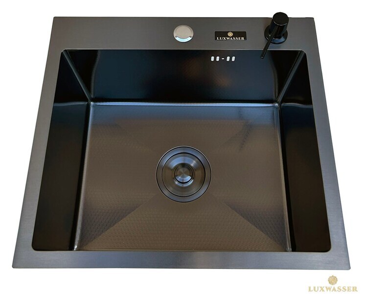 Мойка для кухни из нержавейки PVD Графит Декор 500х440 LUXWASSER 31254 + Сифон, Дозатор, Коландер